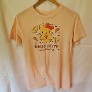 Sanrio Hello Kitty Holiday T-Shirt Small Pink Graphic Tee Christmas Cute Kawaii
